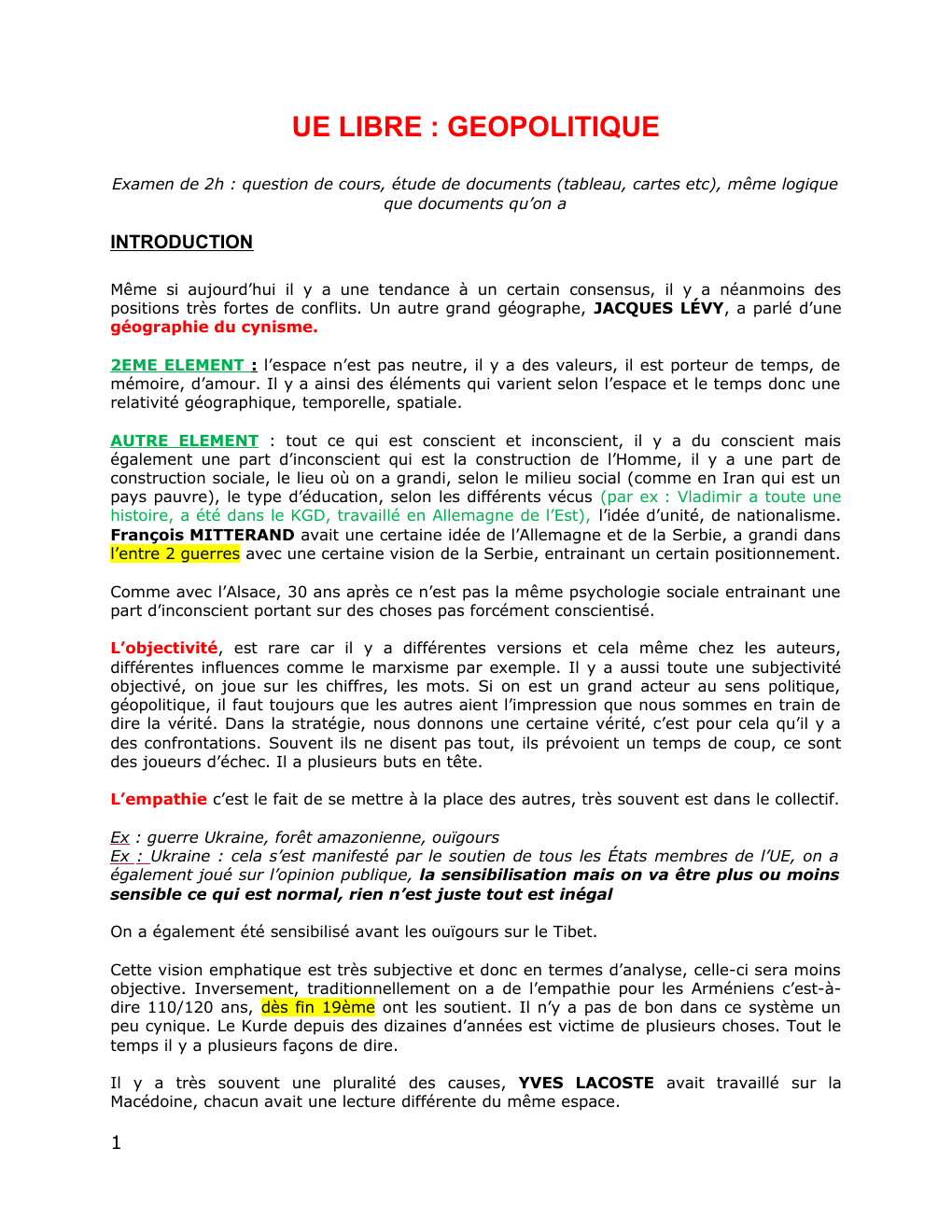 Prévisualisation du document UE LIBRE : GEOPOLITIQUE