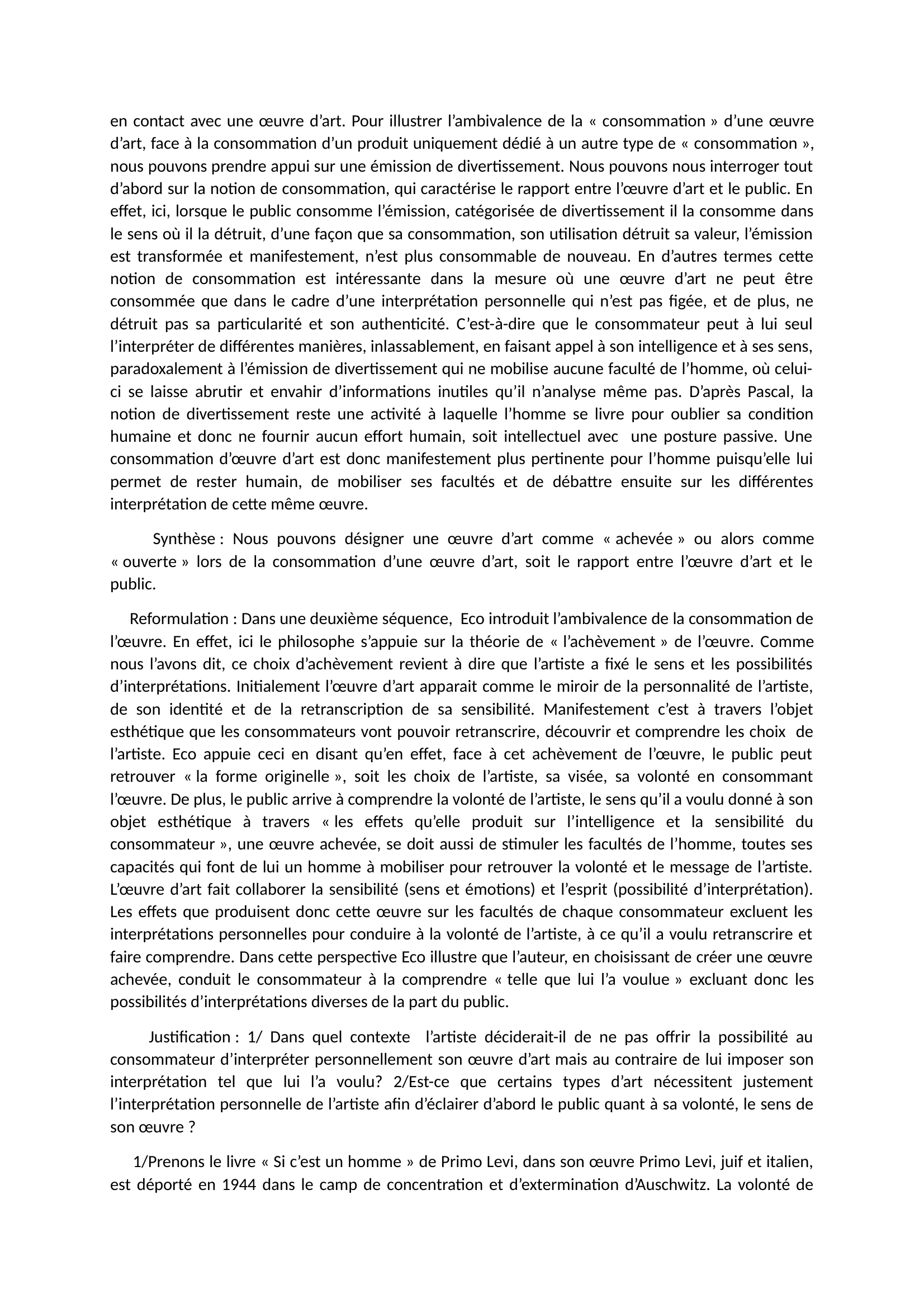 Prévisualisation du document Umberto Eco l'oeuvre ouverte - explication de texte
