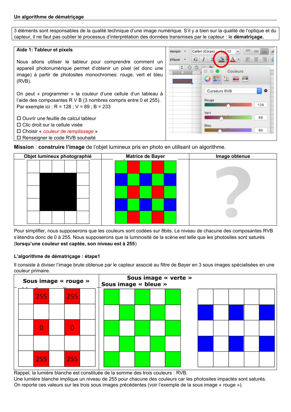 Prévisualisation du document Un algorithme de dématriçage