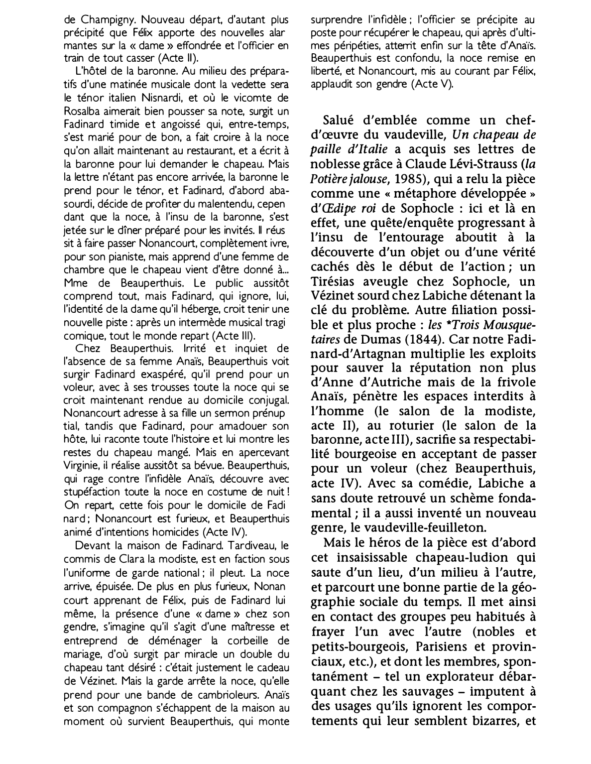 Prévisualisation du document UN CHAPEAU DE PAILLE D'ITALIE. Comédie en cinq actes et en prose d'Eugène Labiche (résumé de l'oeuvre & analyse détaillée)