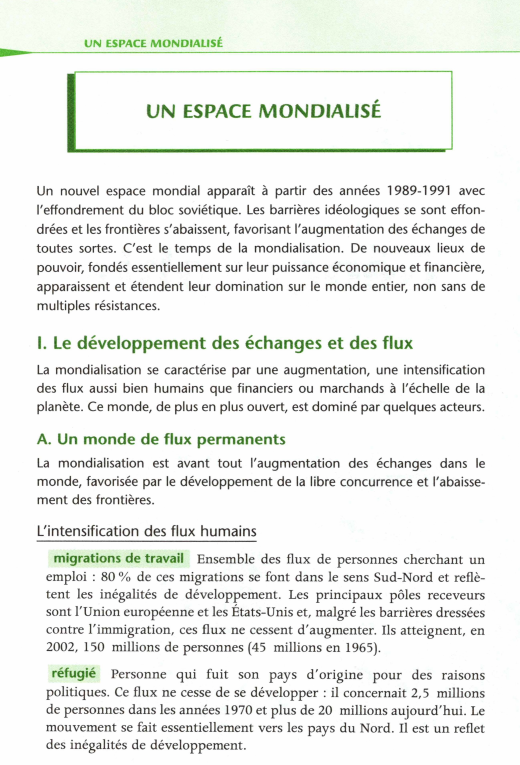 Prévisualisation du document -

UN ESPACE MONDIALISÉ

UN ESPACE MONDIALISÉ

Un nouvel espace mondial apparaît à partir des années 1989-1991 avec
l'effondrement du...