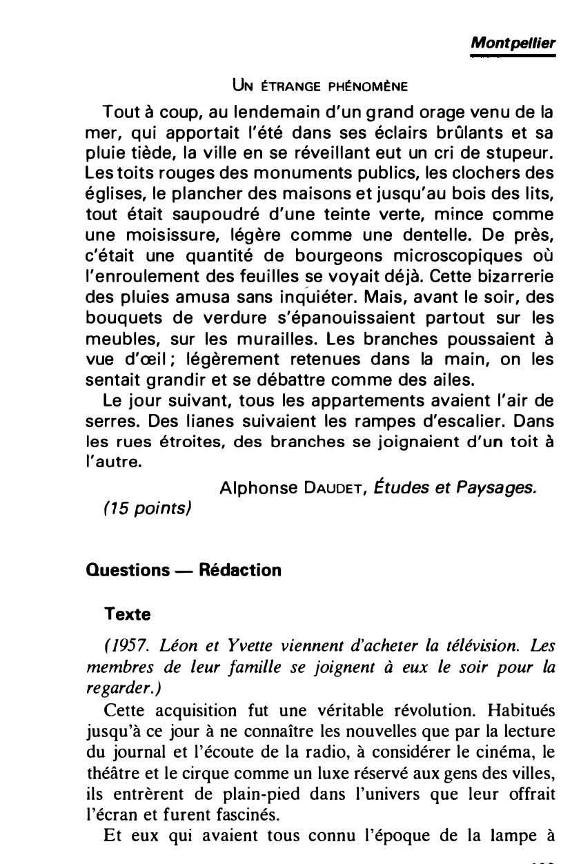 Prévisualisation du document UN ÉTRANGE PHÉNOMÈNE: Alphonse DAUDET, Études et Paysages