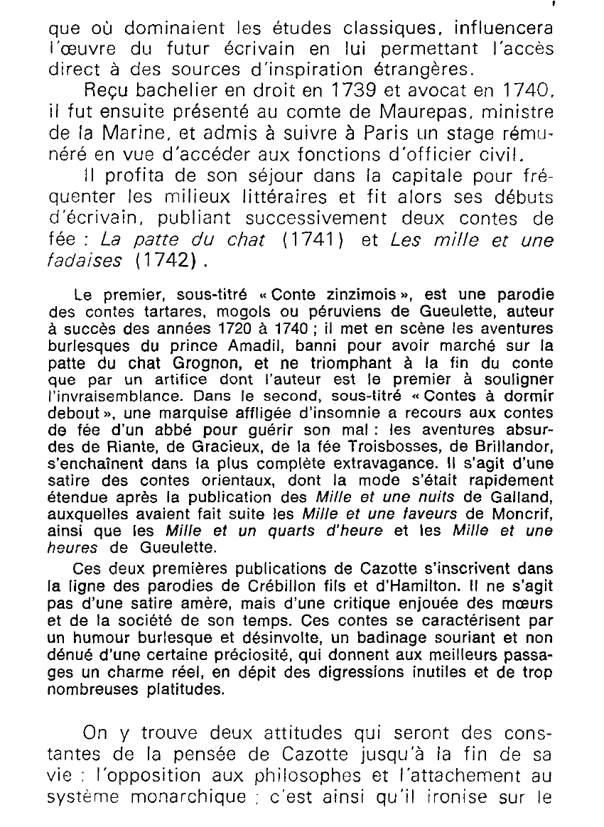 Prévisualisation du document UN FANTASTIQUE A LA FRANÇAISE: JACQUES CAZOTTE