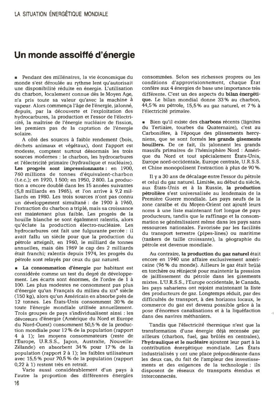 Prévisualisation du document Un monde assoiffé d'énergie - LA SITUATION ÉNERGÉTIQUE MONDIALE (en 1980)