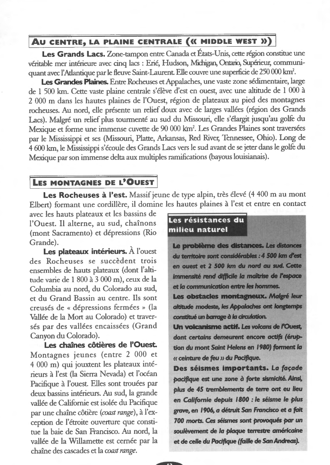 Prévisualisation du document UN PAYSAGE CONTRASTÉ, PARFOIS HOSTILE - GÉOGRAPHIE DES ETATS-UNIS