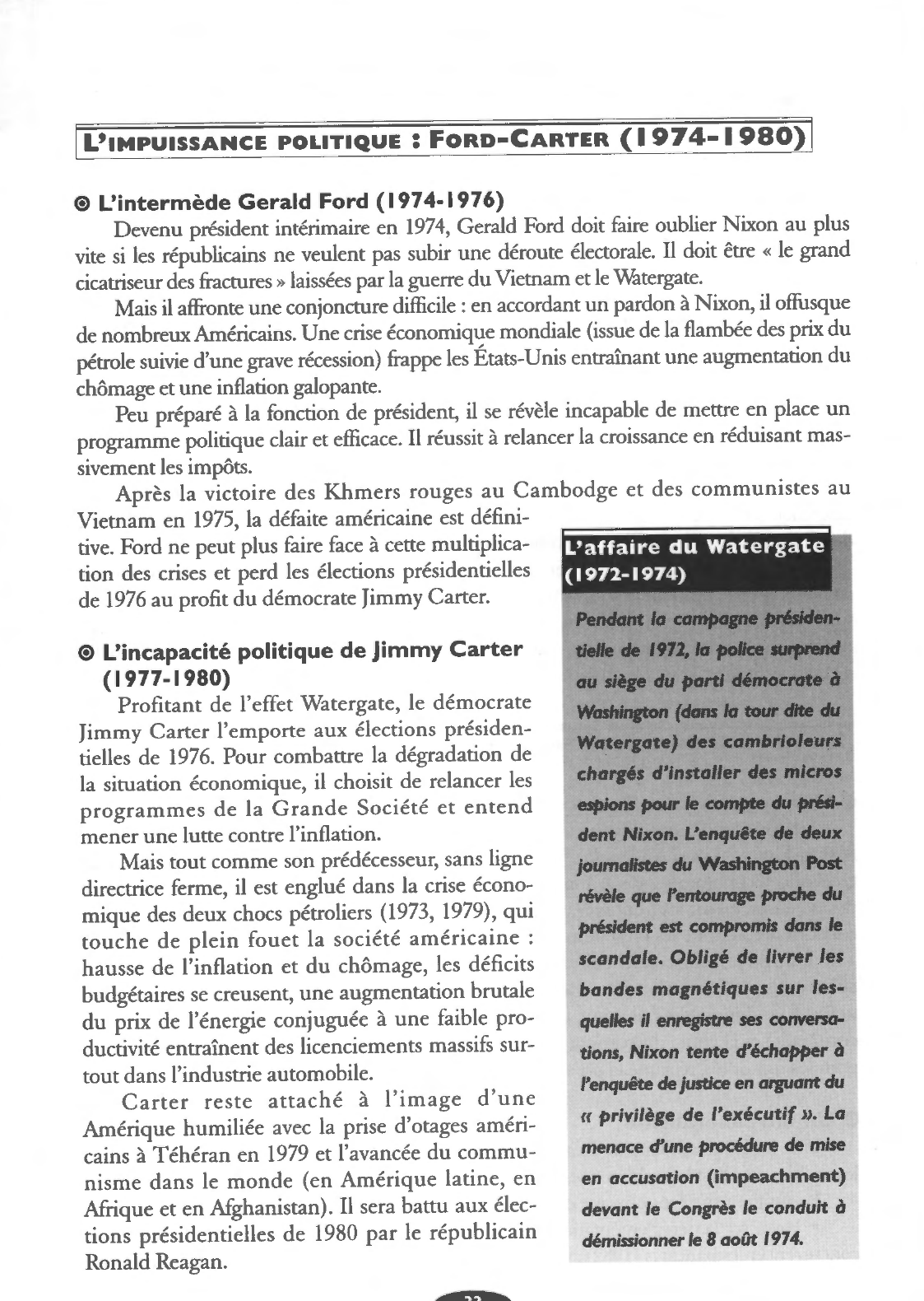 Prévisualisation du document UN POUVOIR POLITIQUE AFFAIBLI (1969-1980) 	Histoire intérieure des Etats-unis
