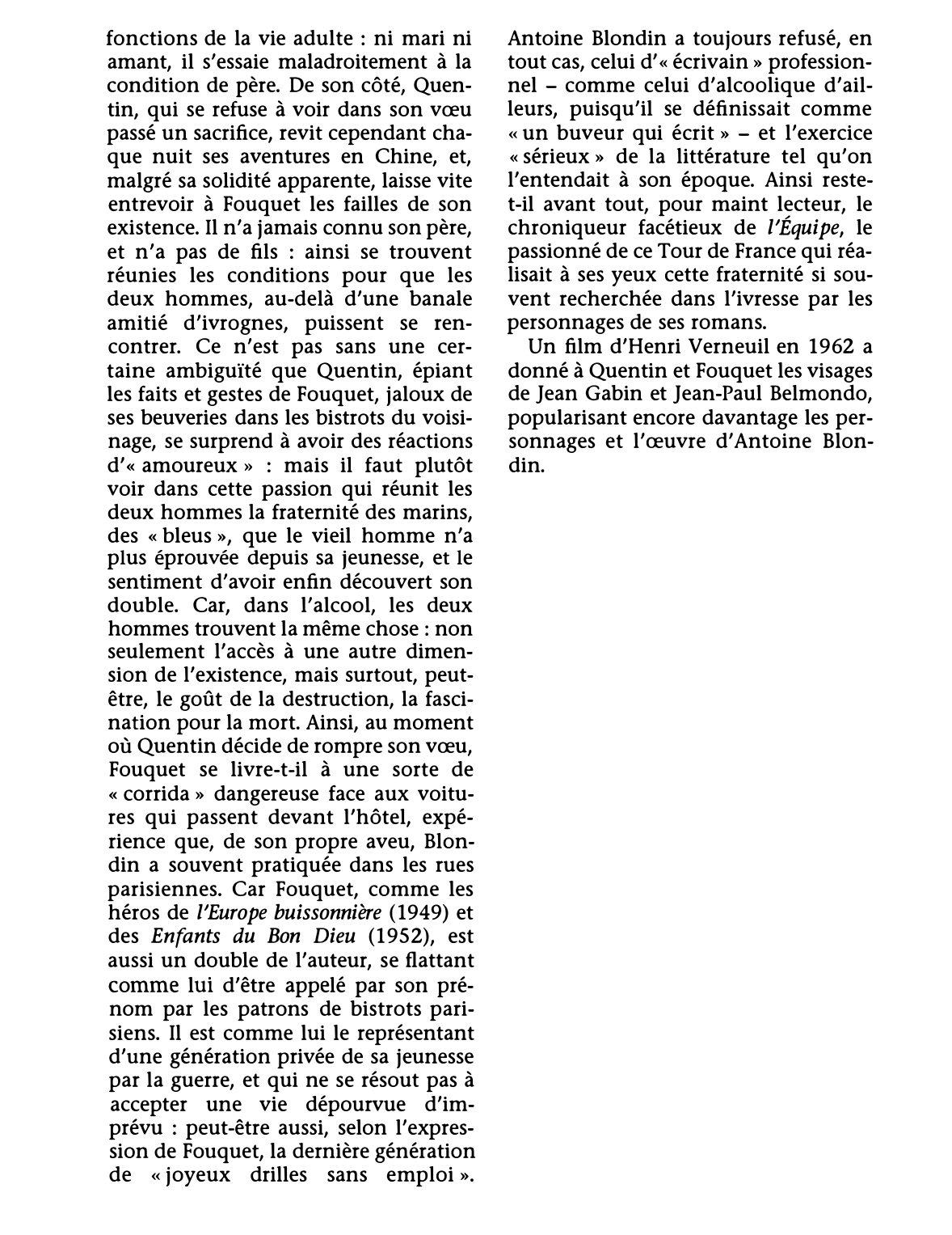 Prévisualisation du document UN SINGE EN HIVER. Roman d'Antoine Blondin (résumé & analyse)