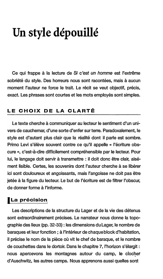 Prévisualisation du document Un style dépouillé: Si c'est un homme (1947) de Primo Levi