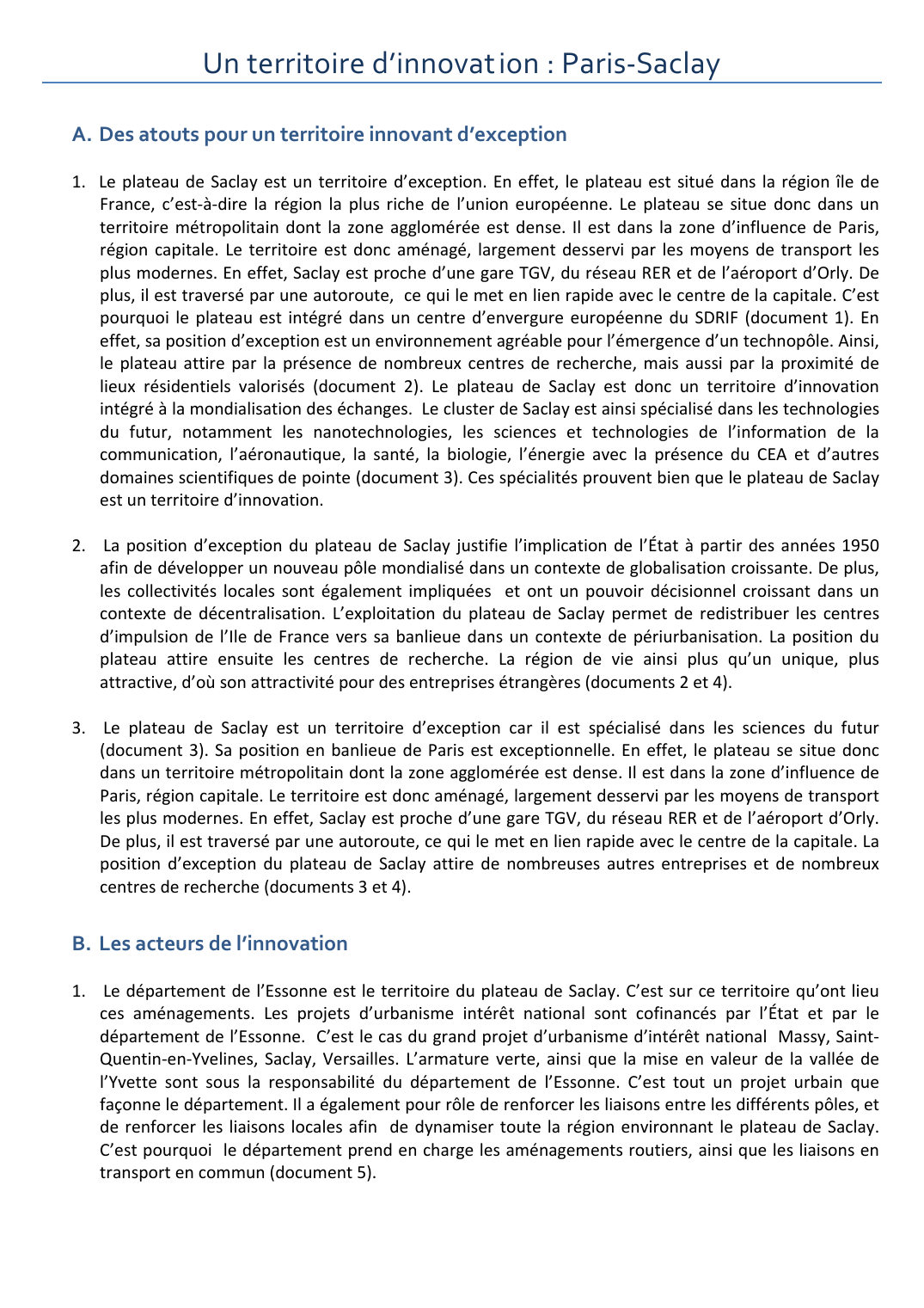 Prévisualisation du document Un territoire d'innovat ion : Paris-Saclay A.