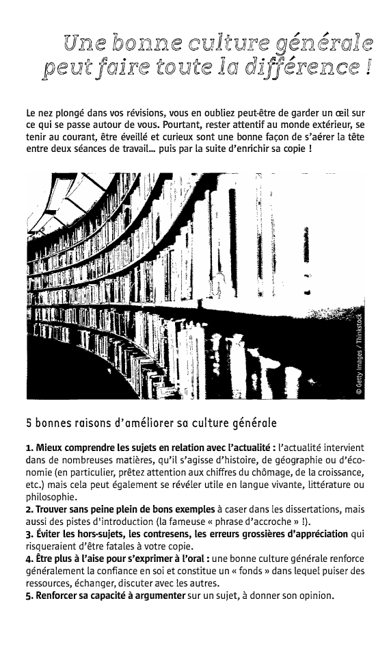 Prévisualisation du document Une bon1ne culture gé1tiér({)]le
peut j({)]ire toute 1({)] rdlifjére1t1ce !
Le nez plongé dans vos révisions, vous en oubliez peut-être...