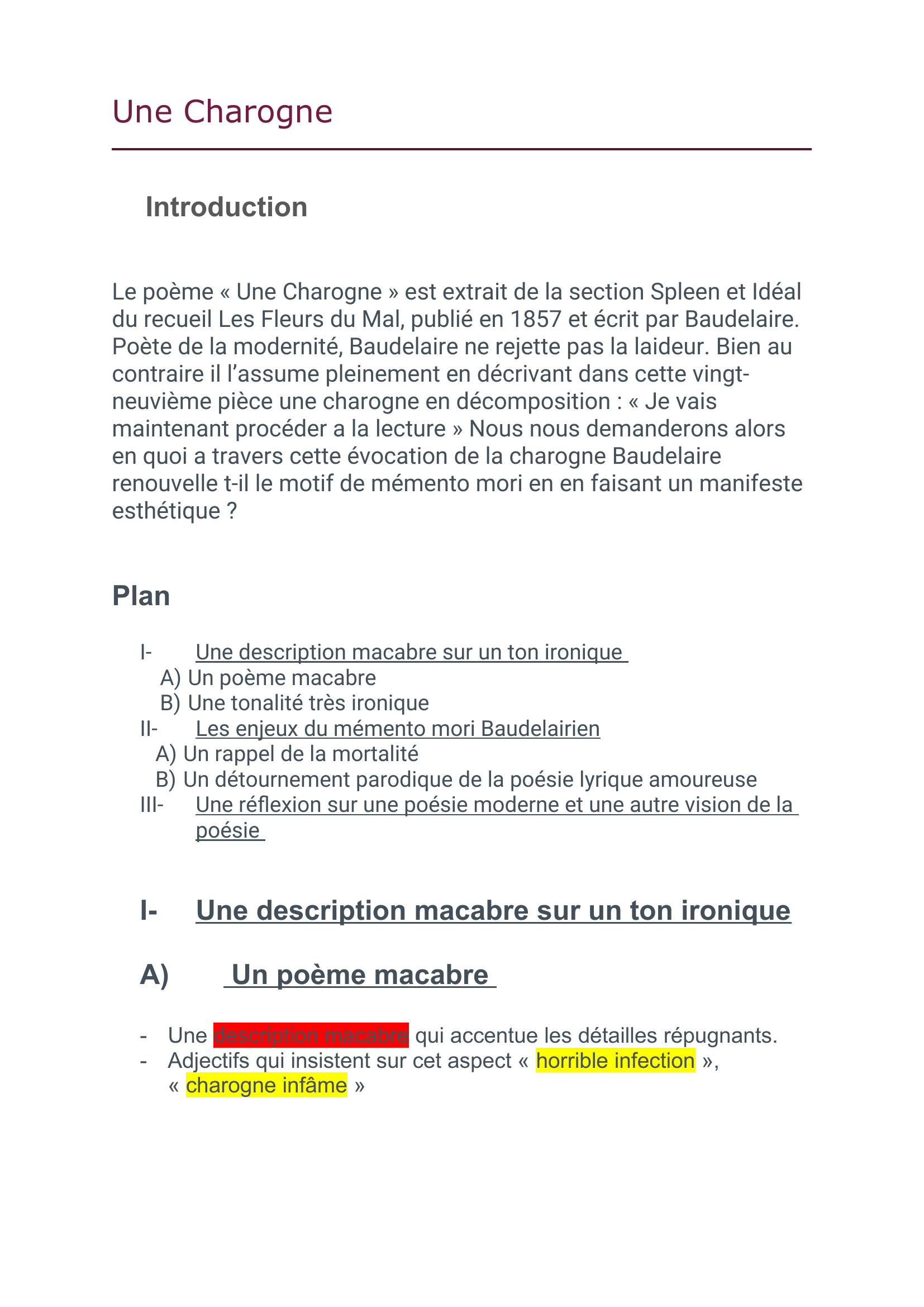Prévisualisation du document Une Charogne Baudelaire