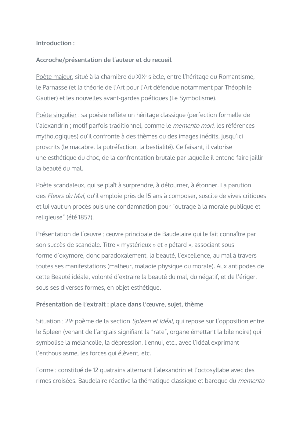 Prévisualisation du document Une charogne étude linéaire