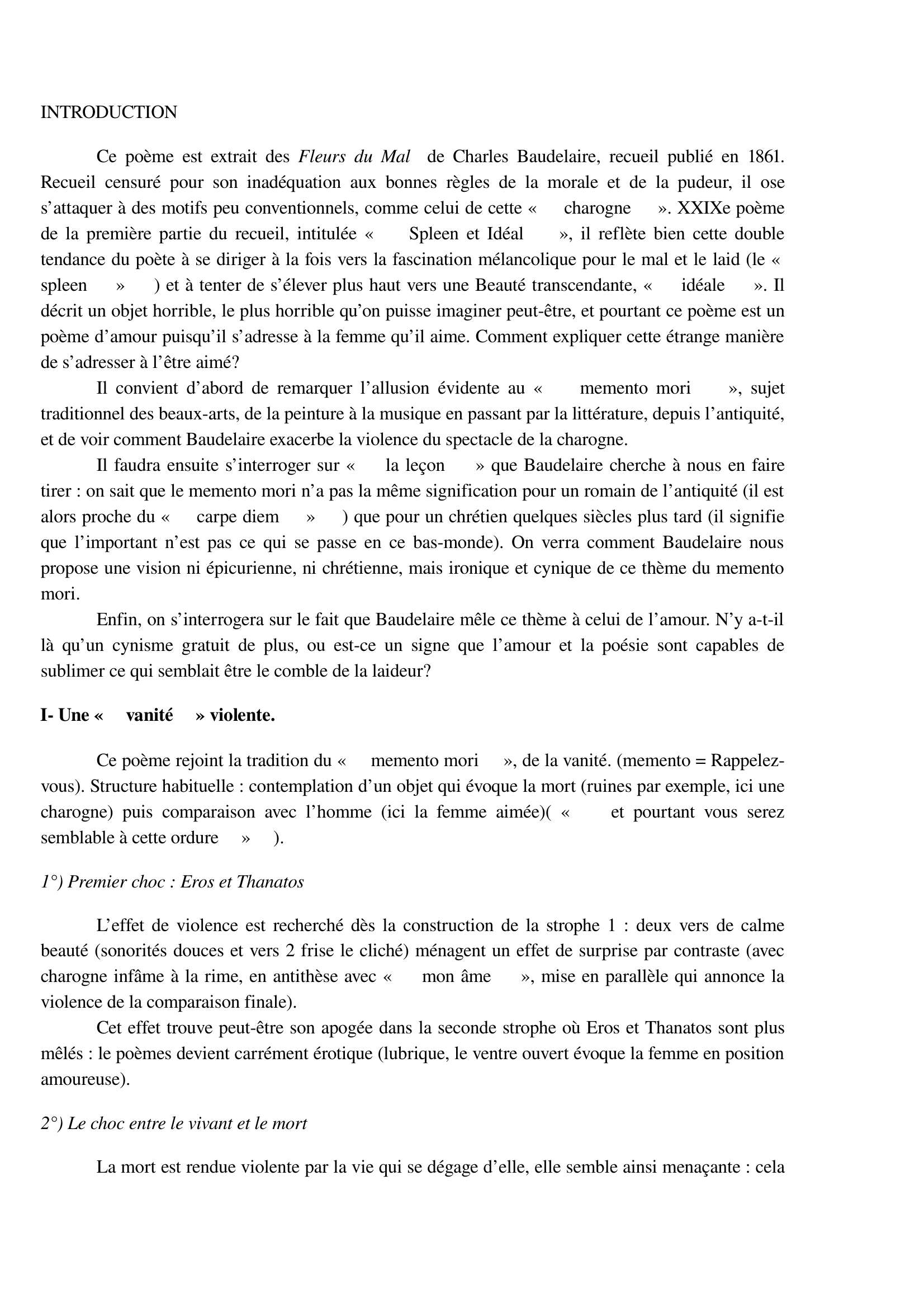 Prévisualisation du document Une charongne (commentaire littéraire)
