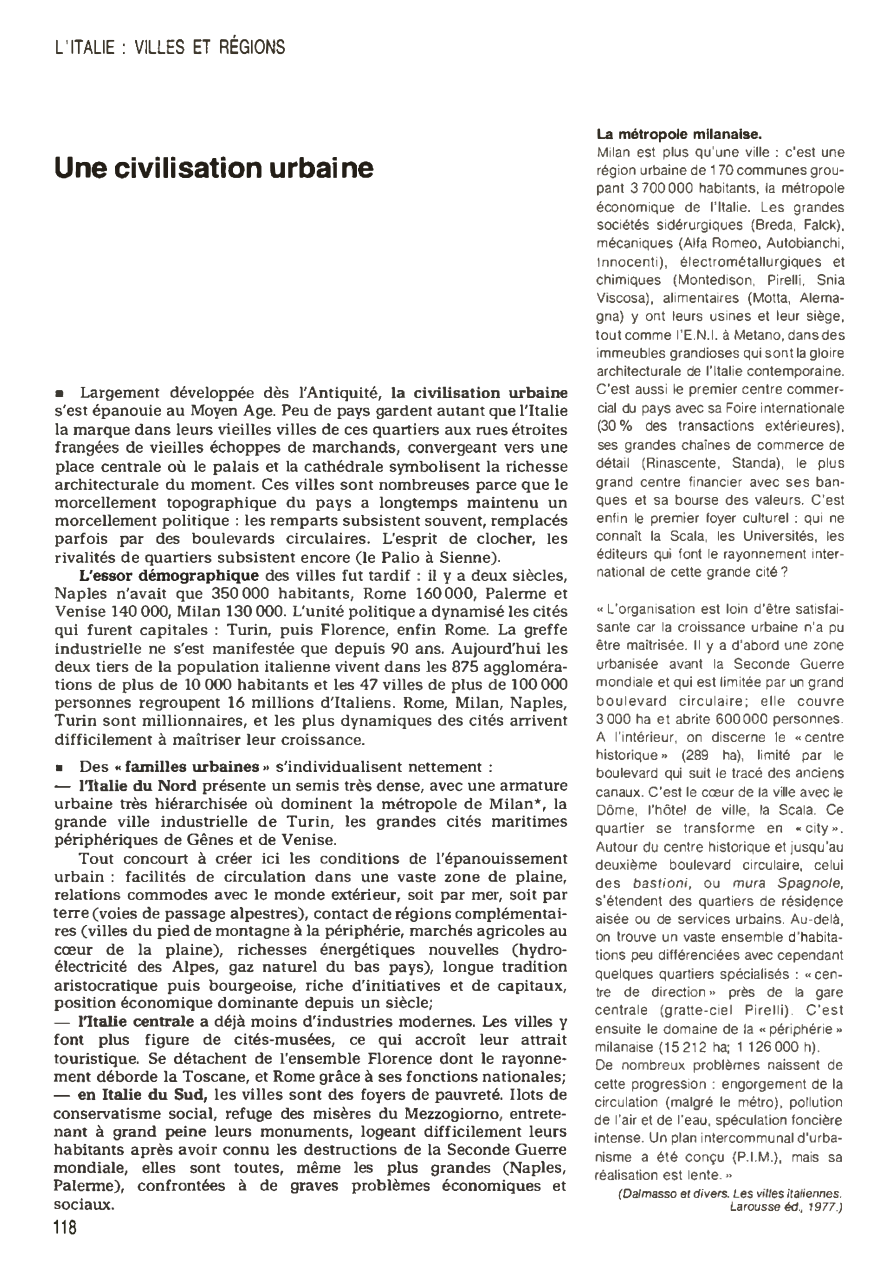 Prévisualisation du document Une civilisation urbaine - Italie (en 1980)