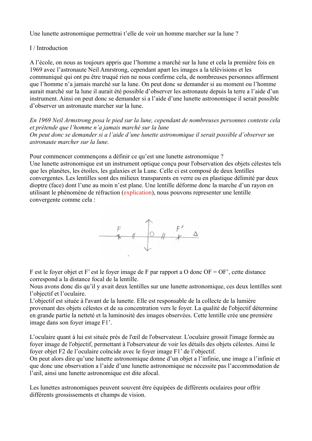 Prévisualisation du document Une lunette astronomique permettrai t’elle de voir un homme marcher sur la lune ?