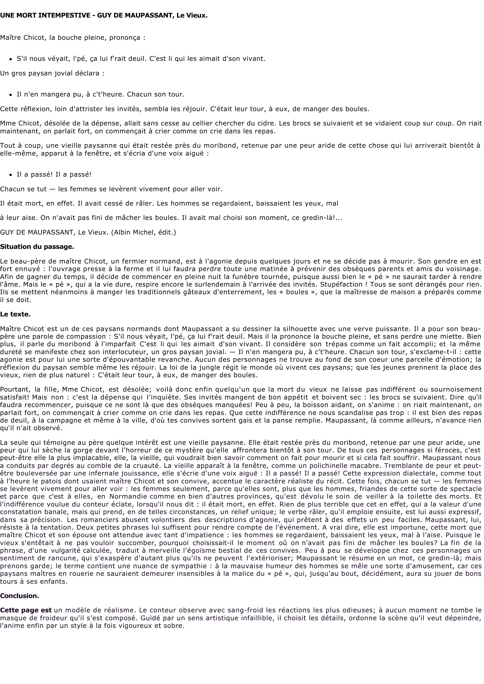 Prévisualisation du document UNE MORT INTEMPESTIVE - GUY DE MAUPASSANT, Le Vieux.