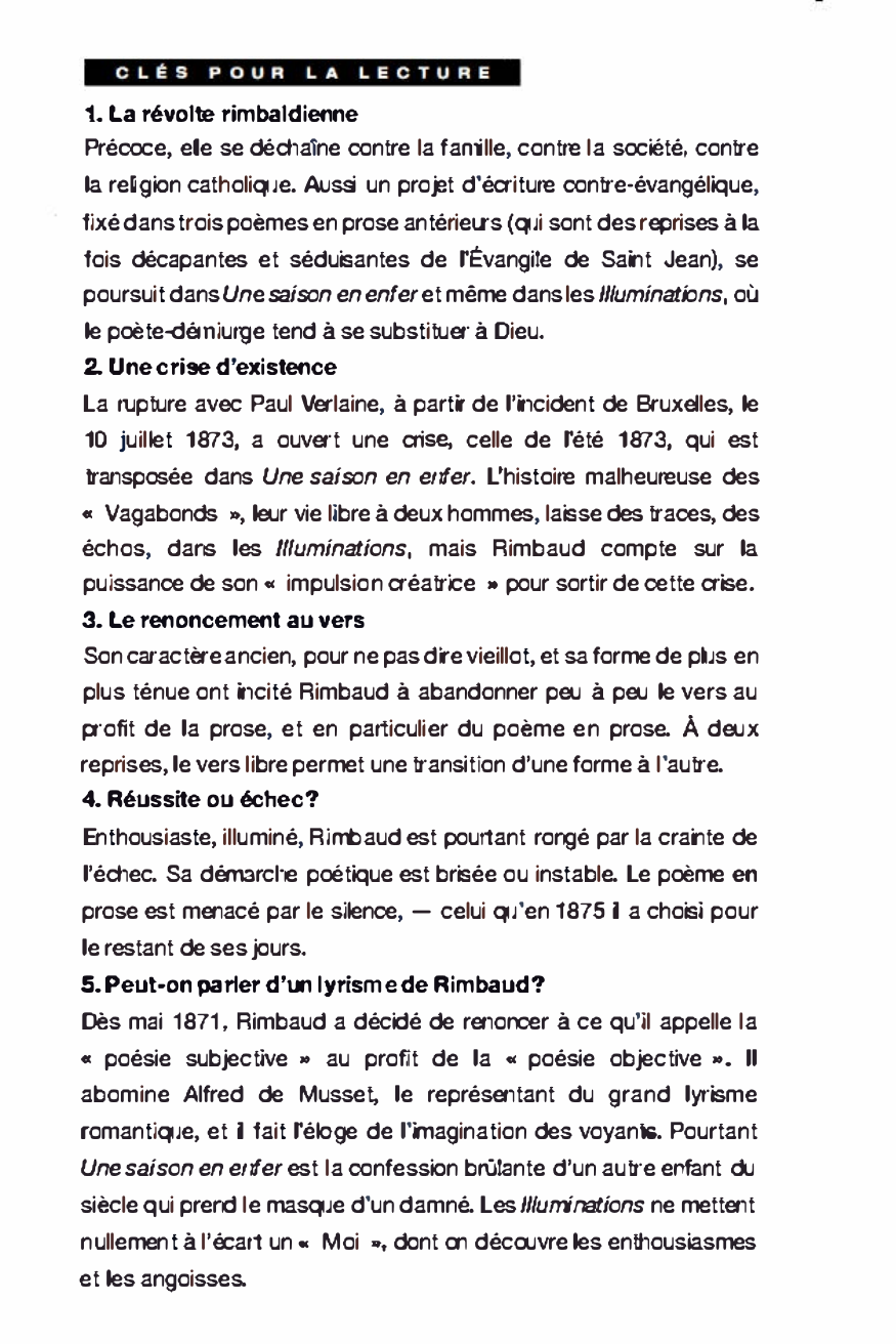 Prévisualisation du document Une saison en enfer (1873) Illuminations (1873-1874, publ. 1886-1895)  Arthur Rimbaud (1854 -1891)  Poèmes en prose