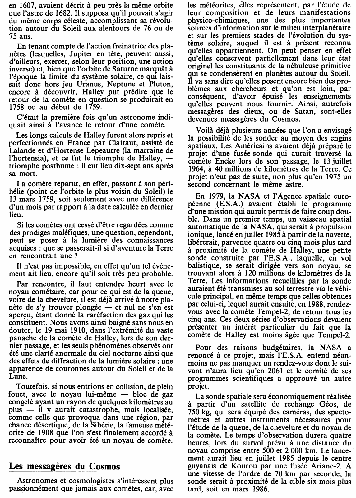 Prévisualisation du document UNE SONDE SPATIALE EUROPÉENNE EXPLORERA EN 1986 LA COMÈTE DE HALLEY
