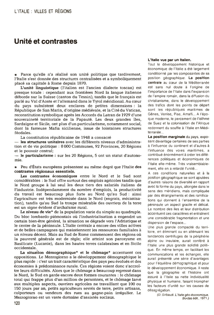 Prévisualisation du document Unité et contrastes - Italie (en 1980)