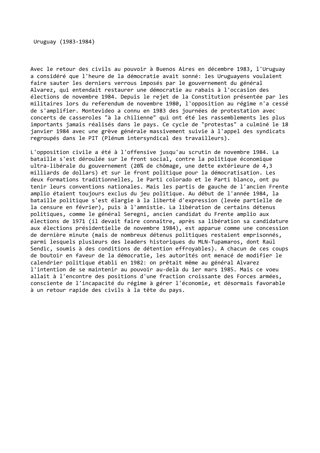 Prévisualisation du document Uruguay (1983-1984)