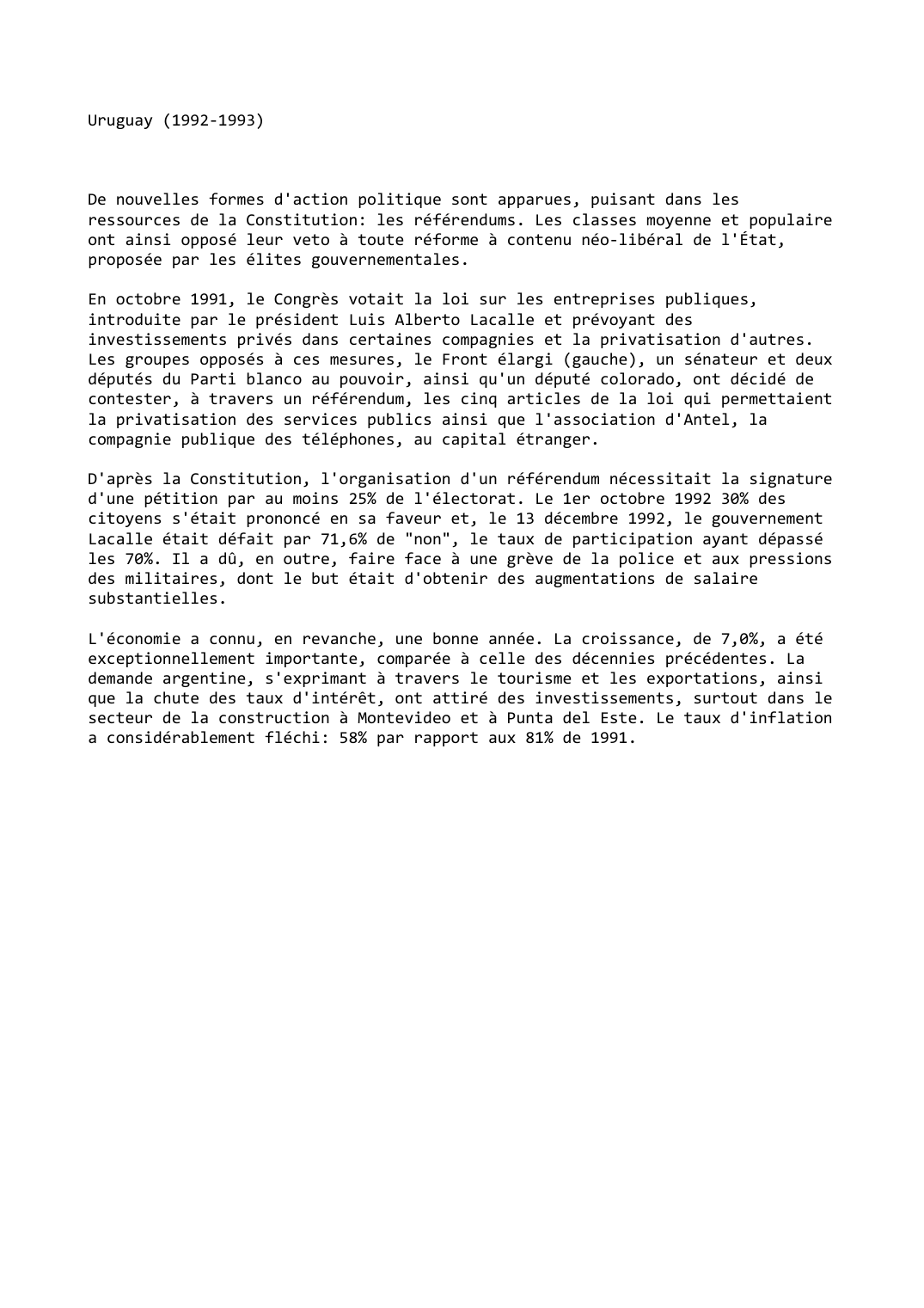 Prévisualisation du document Uruguay (1992-1993)