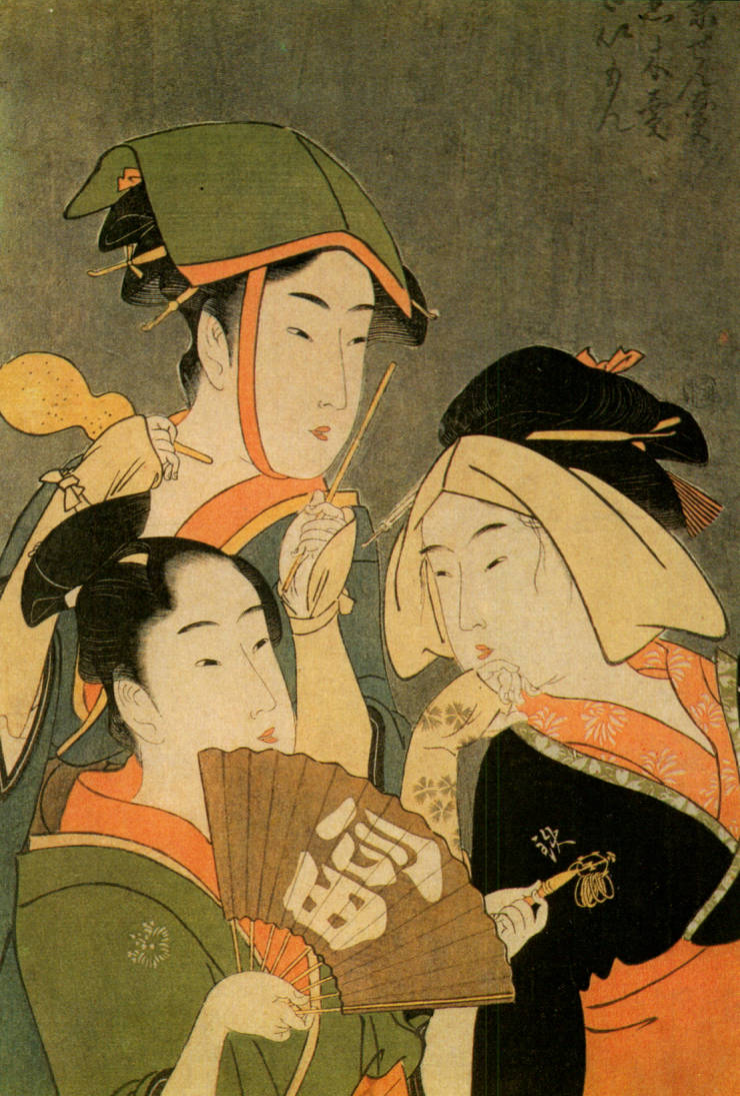 Prévisualisation du document UTAMARO Kitagawa : Trois Geishas déguisées.