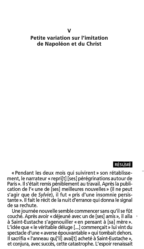 Prévisualisation du document V

Petite variation sur l'imitation
de Napoléon et du Christ

h=h'it"iii

« Pendant les deux mois qui suivirent» son rétablisse­...