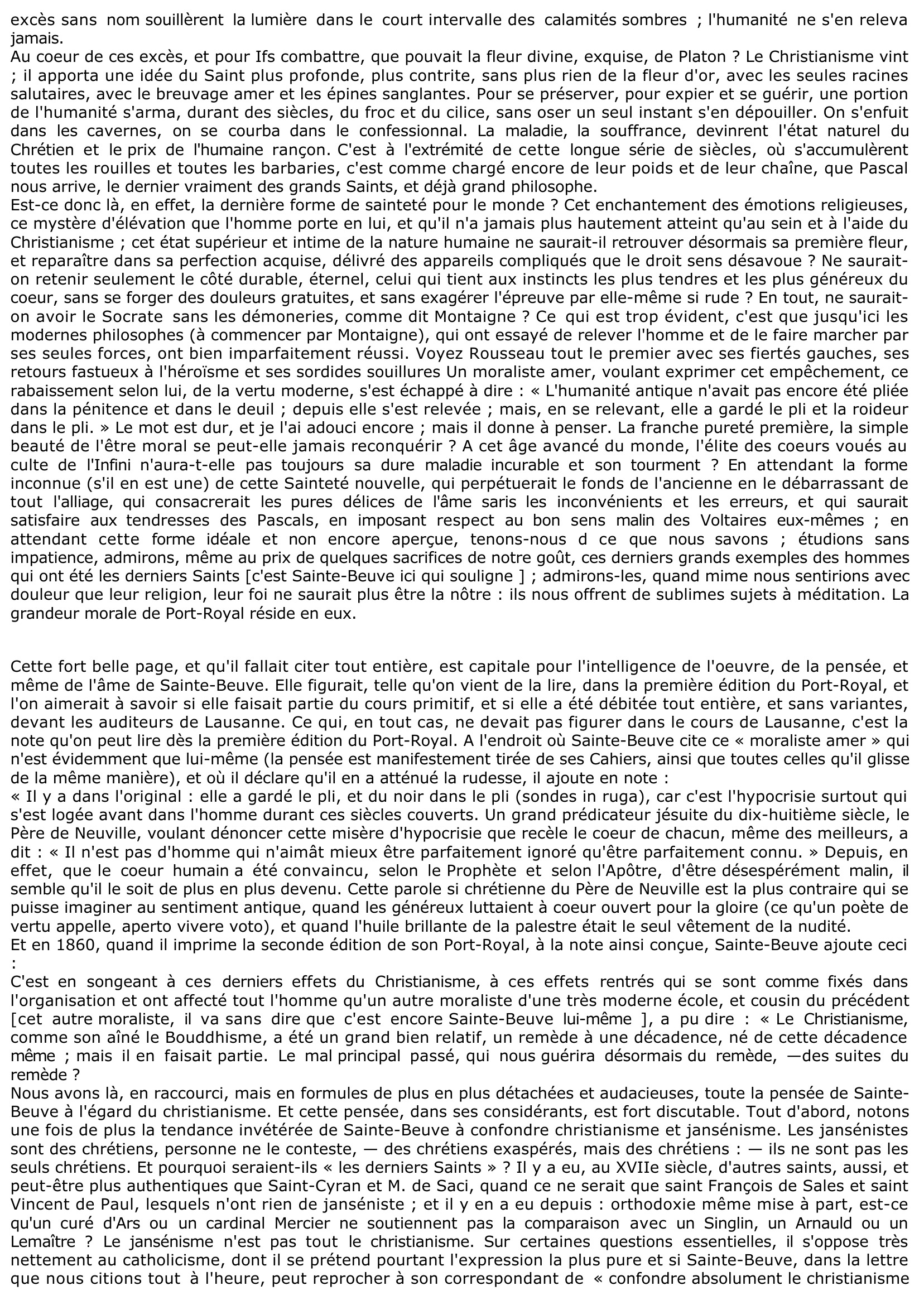 Prévisualisation du document VALEUR PHILOSOPHIQUE ET PORTÉE GÉNÉRALE DE PORT-ROYAL DE SAINTE-BEUVE