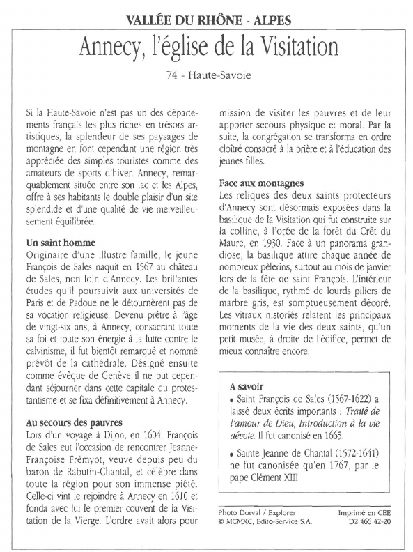Prévisualisation du document VALLÉE DU RHÔNE - ALPESAnnecy, l'église de la Visitation.