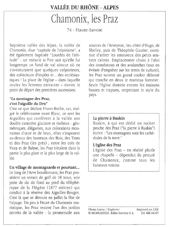 Prévisualisation du document VALLÉE DU RHÔNE - ALPESChamonix, les Praz.