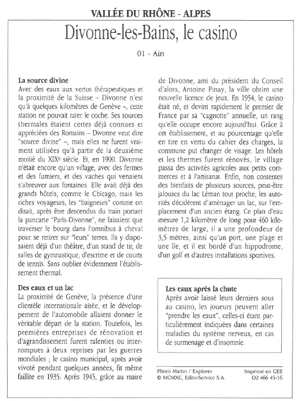 Prévisualisation du document VALLÉE DU RHÔNE - ALPESDivonne-les-Bains, le casino.