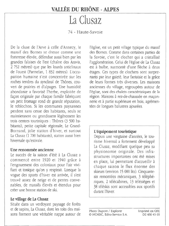 Prévisualisation du document VALLÉE DU RHÔNE - ALPESLa Clusaz.