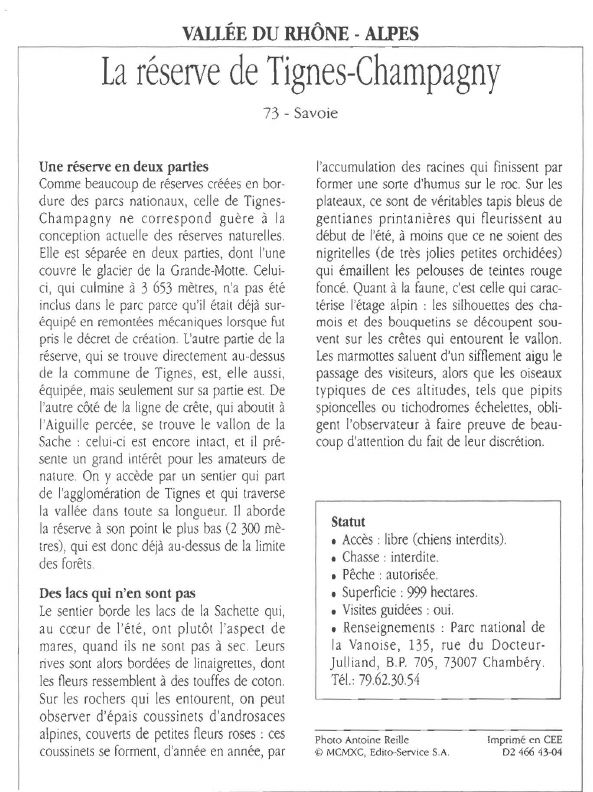 Prévisualisation du document VALLÉE DU RHÔNE - ALPESLa réserve de Tignes-Champagny.