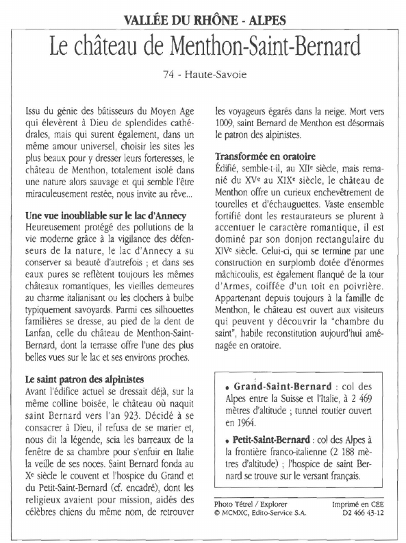 Prévisualisation du document VALLÉE DU RHÔNE - ALPESLe château de Menthon-Saint-Bernard.