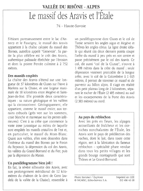 Prévisualisation du document VALLÉE DU RHÔNE - ALPESLe massif des Aravis et l'Étale.