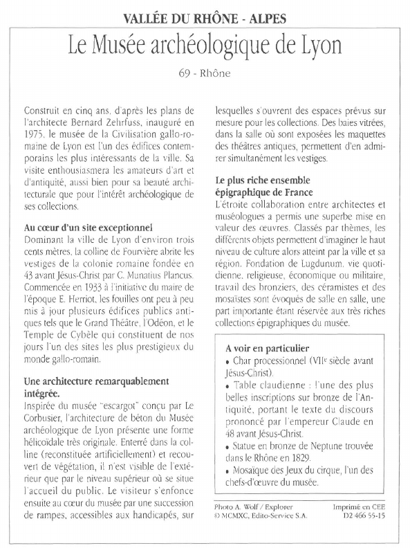 Prévisualisation du document VALLÉE DU RHÔNE - ALPESLe Musée archéologique de Lyon.