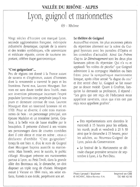 Prévisualisation du document VALLÉE DU RHÔNE - ALPESLyon, guignol et marionnettes.