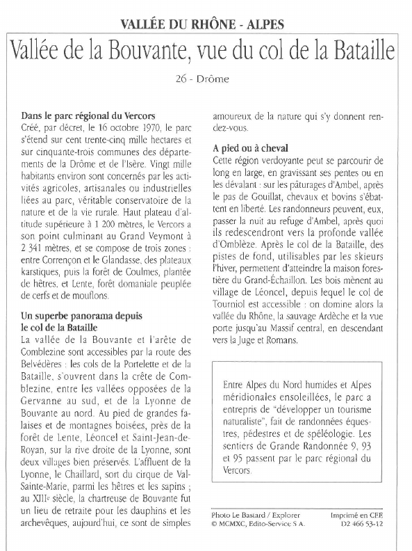 Prévisualisation du document VALLÉE DU RHÔNE - ALPESVallée de la Bouvante, vue du col de la Bataille.