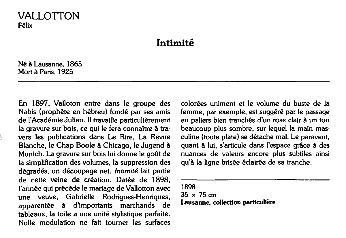 Prévisualisation du document VALLOITON Félix : Intimité