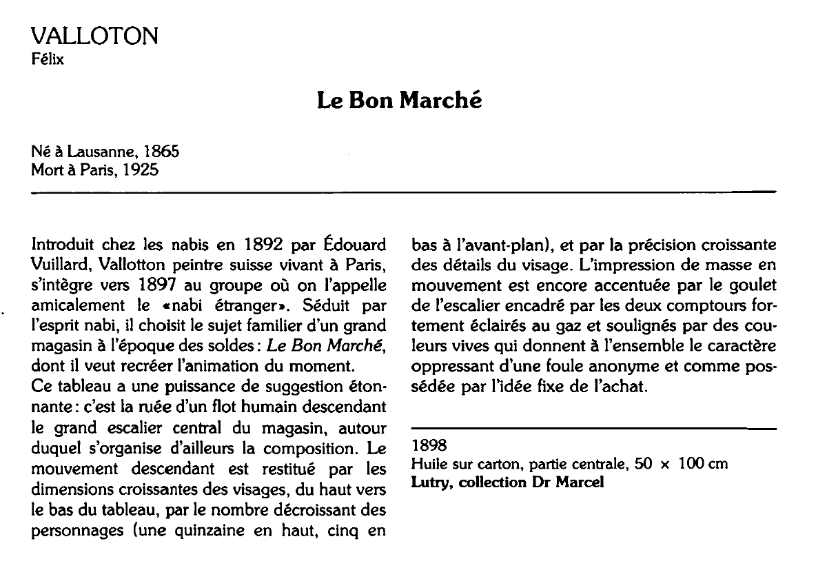 Prévisualisation du document VALLOTON Félix : Le Bon Marché