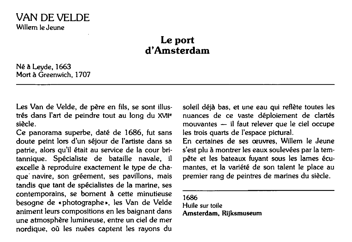 Prévisualisation du document VAN DE VELDE Willem le Jeune : Le port d'Amsterdam