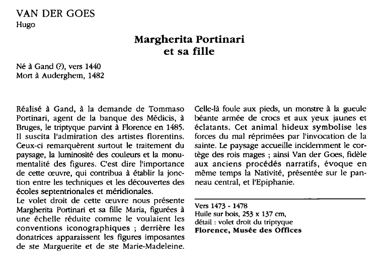 Prévisualisation du document VAN DER GOESHugo:Margherita Portinariet sa fille (analyse du tableau).