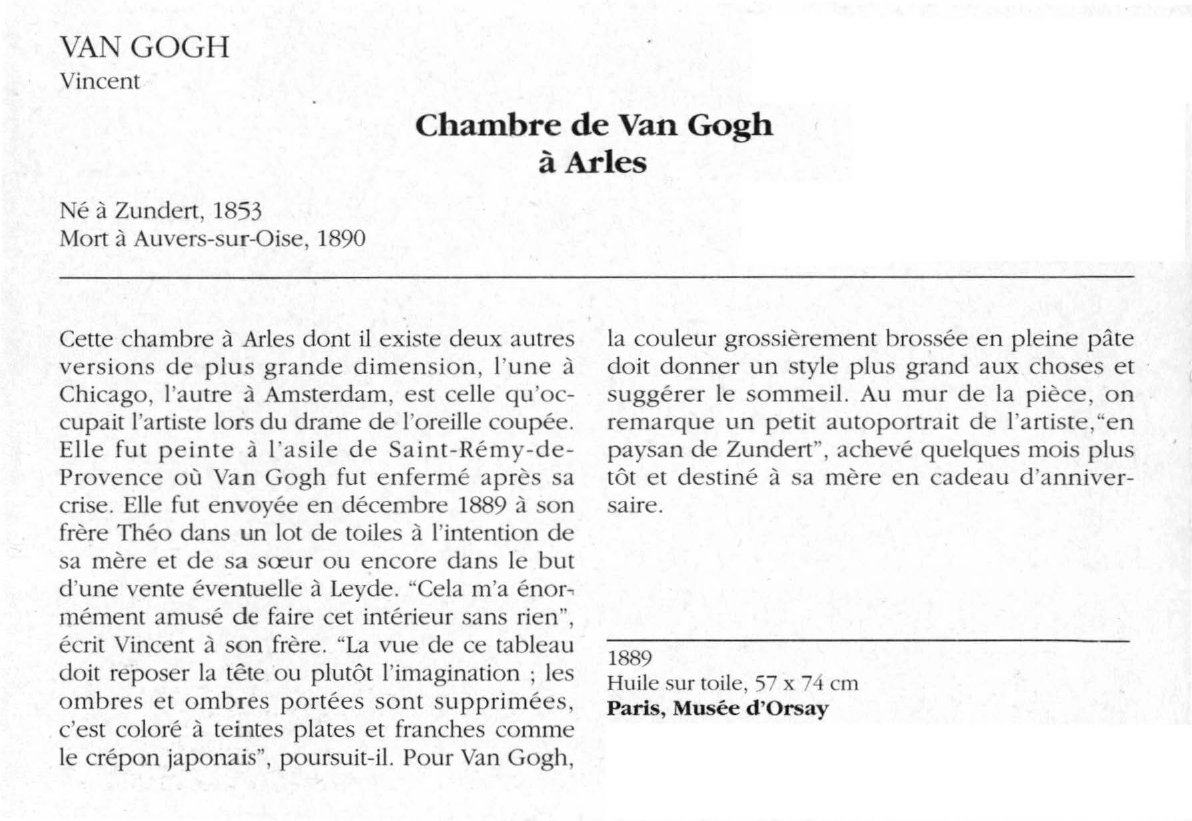 Prévisualisation du document VAN GOGH Vincent : Chambre de Van Gogh à Arles