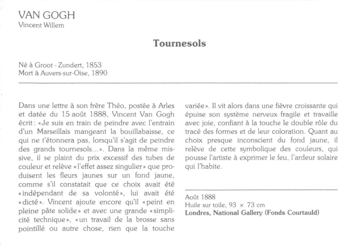 Prévisualisation du document VAN GOGH Vincent Willem : Tournesols