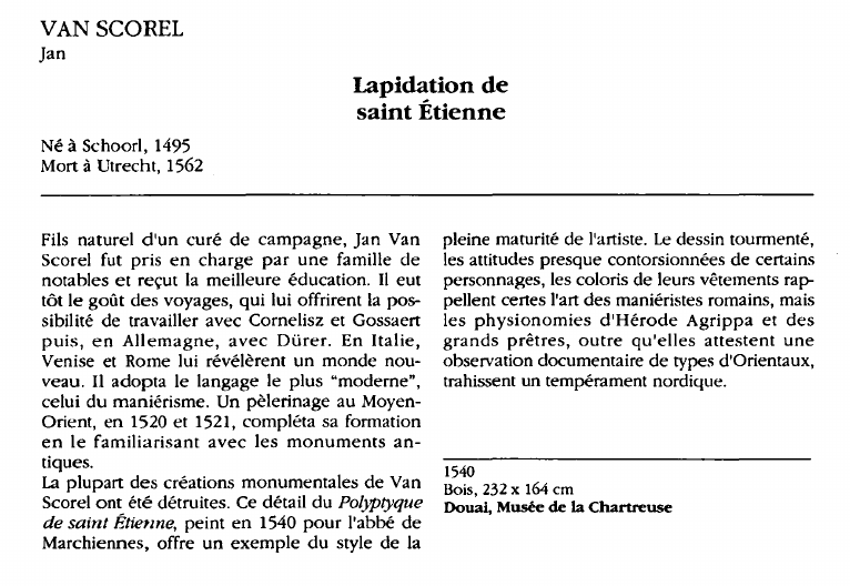 Prévisualisation du document VAN SCOREL Jan : Lapidation de saint Étienne (analyse du tableau).