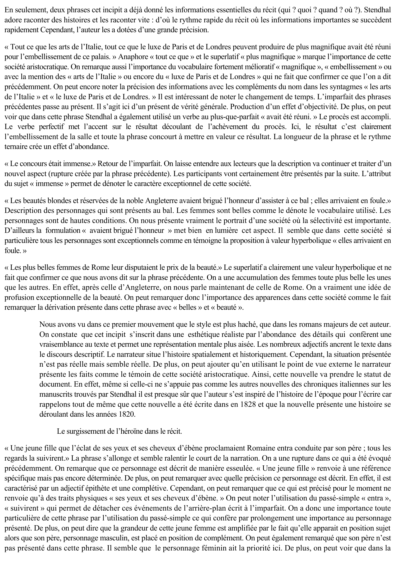 Prévisualisation du document Vanina Vanini de Stendhal - Commentaire linéaire de l'incipit