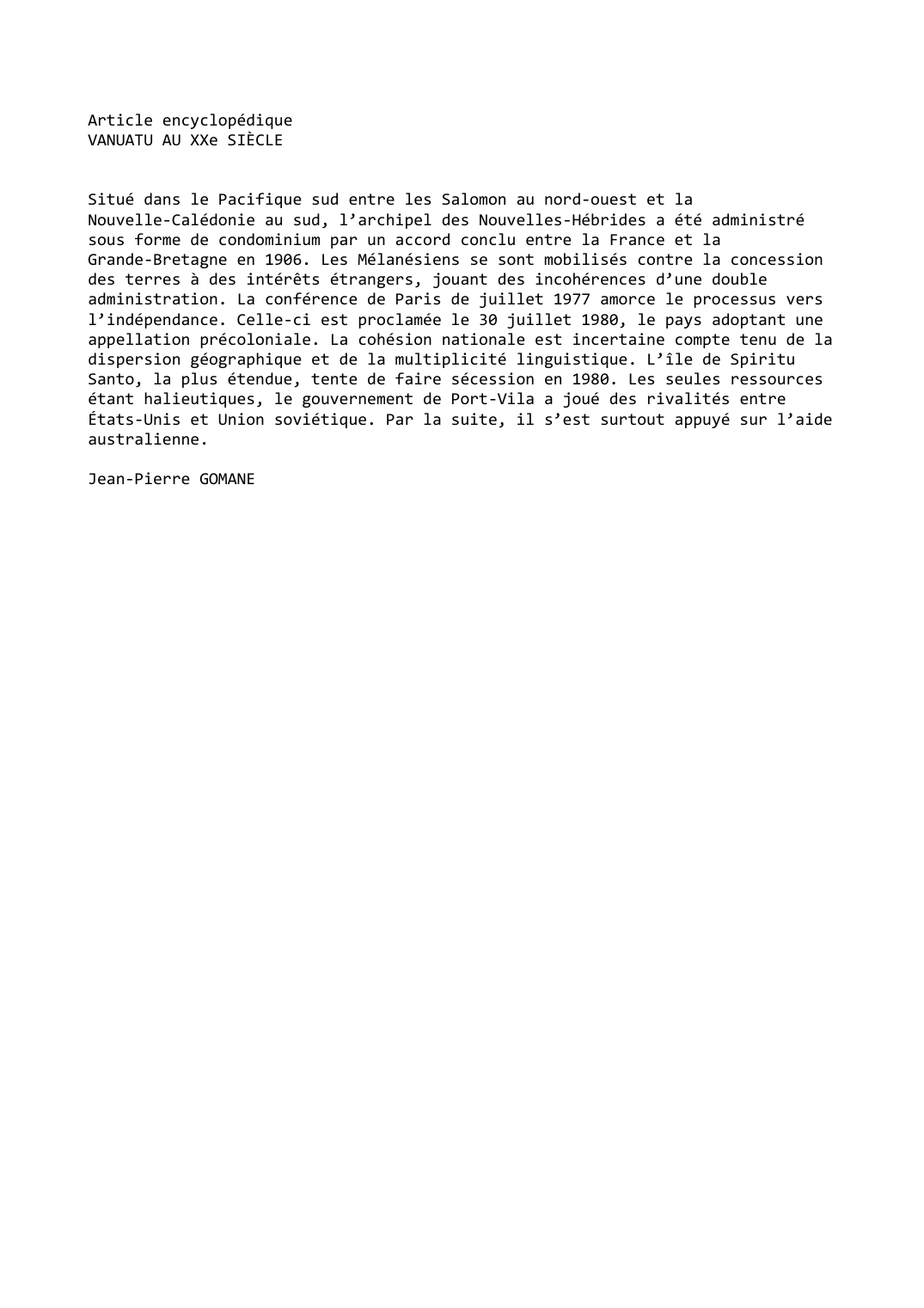 Prévisualisation du document VANUATU AU XXe SIÈCLE