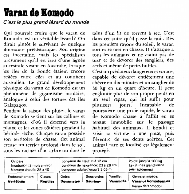 Prévisualisation du document Varan de Komodo:C'est le plus grand lézard du monde.