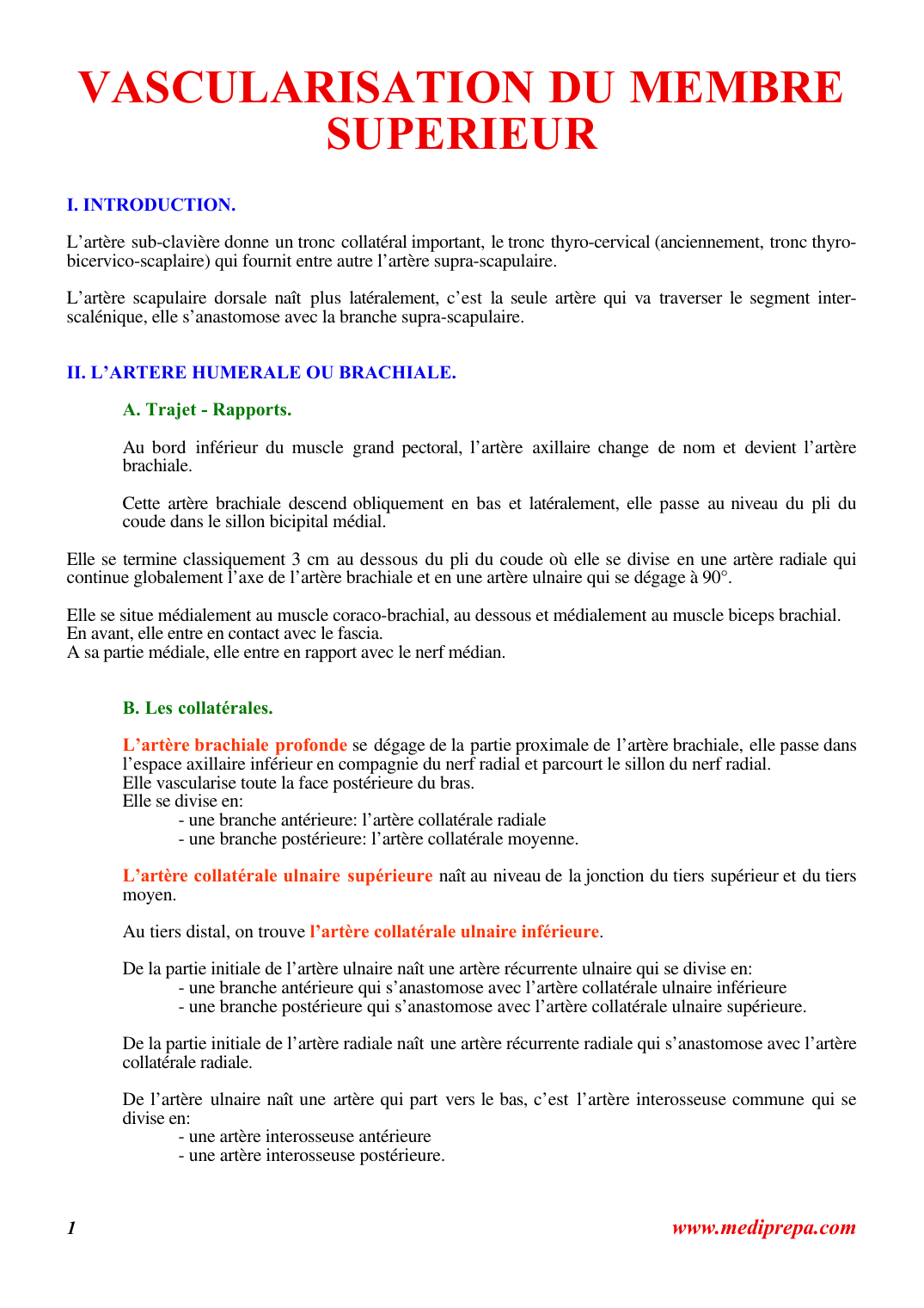 Prévisualisation du document VASCULARISATION DU MEMBRESUPERIEUR.