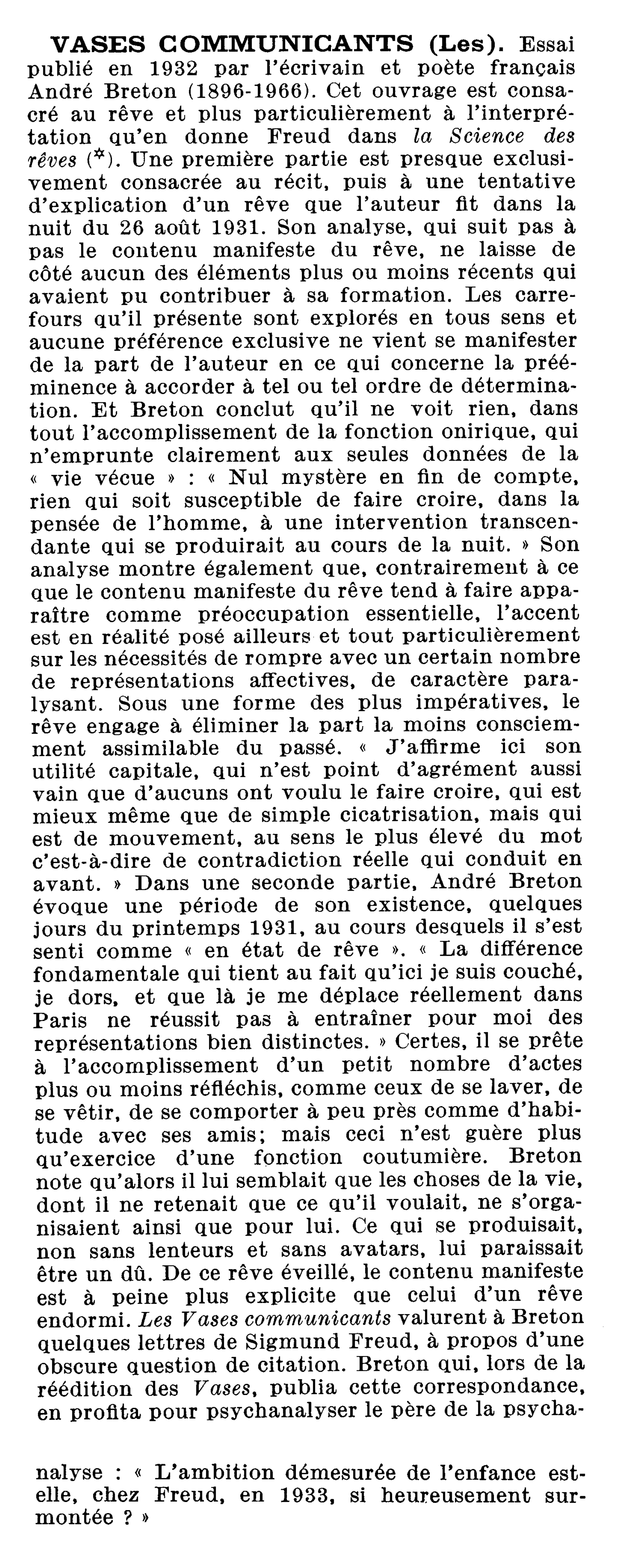 Prévisualisation du document VASES COMMUNICANTS (Les), d'André Breton